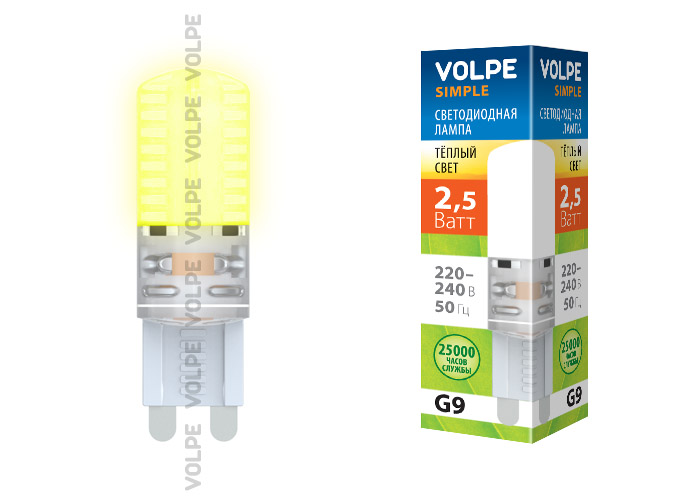 LED-JCD-2,5W/WW/G9/CL/S Лампа светодиодная JCD Volpe с силиконовым покрытием. Цвет свечения теплый б LED-JCD-2,5W/WW/G9/CL/S Лампа светодиодная JCD Volpe с силиконовым покрытием. Цвет свечения теплый б