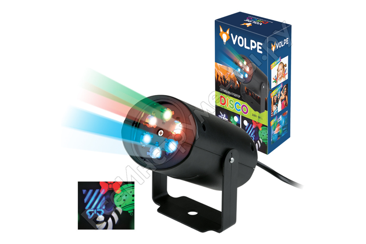 ULI-Q306 4W/RGB BLACK XMAS Светодиодный светильник-проектор. Проекция «рождество», RGB. Кабель с вил