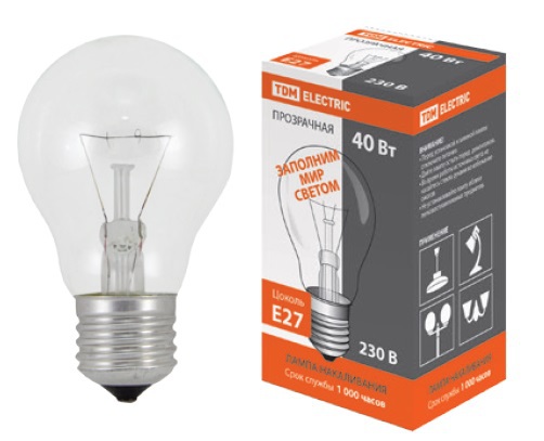Лампа накаливания общего назначения  Б40 Вт-230 В-Е27 TDM