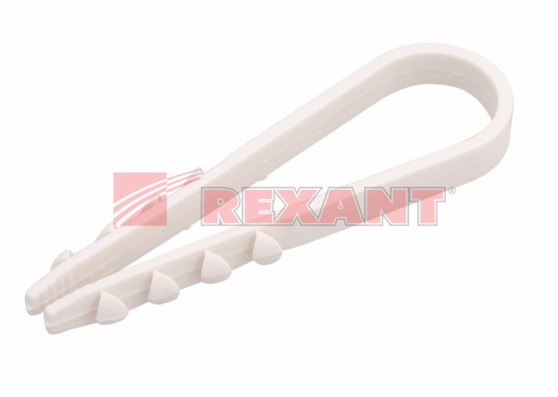 Дюбель-хомут нейлоновый 5-10 мм, белый (100 шт/уп) REXANT Дюбель-хомут нейлоновый 5-10 мм, белый (100 шт/уп) REXANT