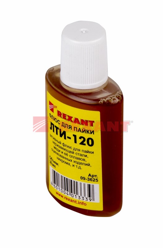 Флюс для пайки, ЛТИ-120, 30мл, флакон REXANT Флюс для пайки, ЛТИ-120, 30мл, флакон REXANT